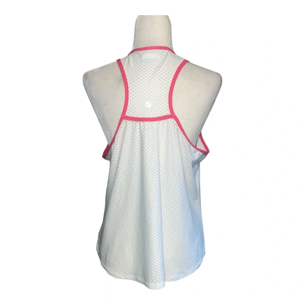 LIJA Women’s Control Tennis Tank Top White with Bubblegum Trim Sz L - Picture 3 of 6